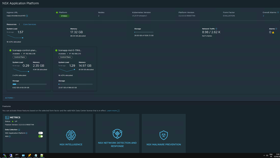 NSX Intelligence sur Tanzu