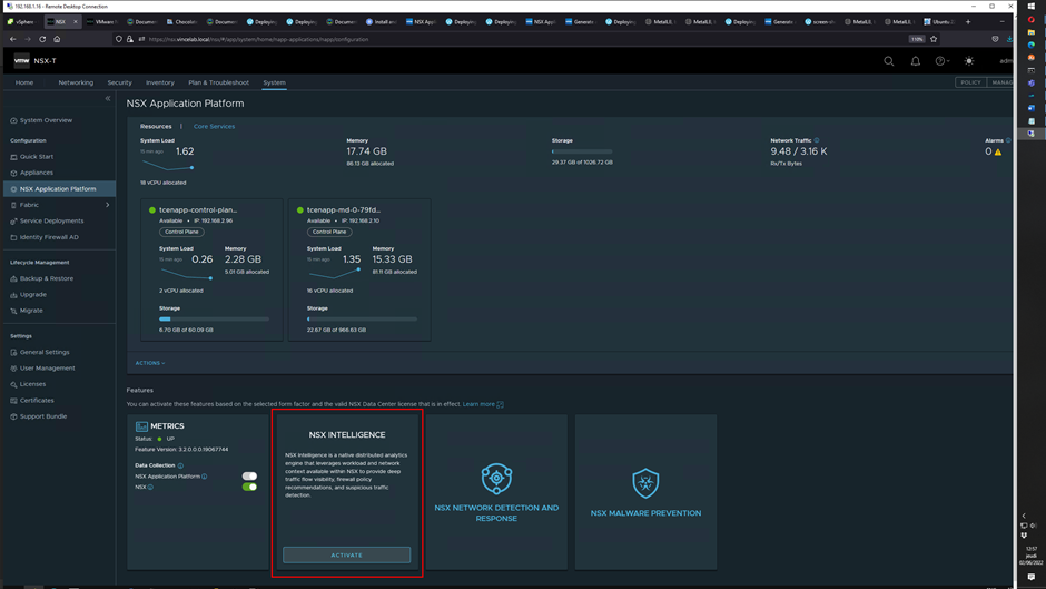 NSX Intelligence sur Tanzu